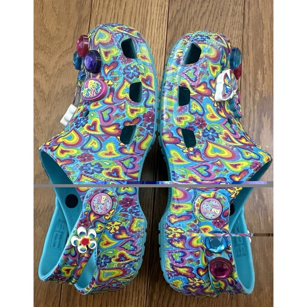 CROCS X Lisa Frank Classic Clogs Kids Size 1 J1 Aqua Limited Edition